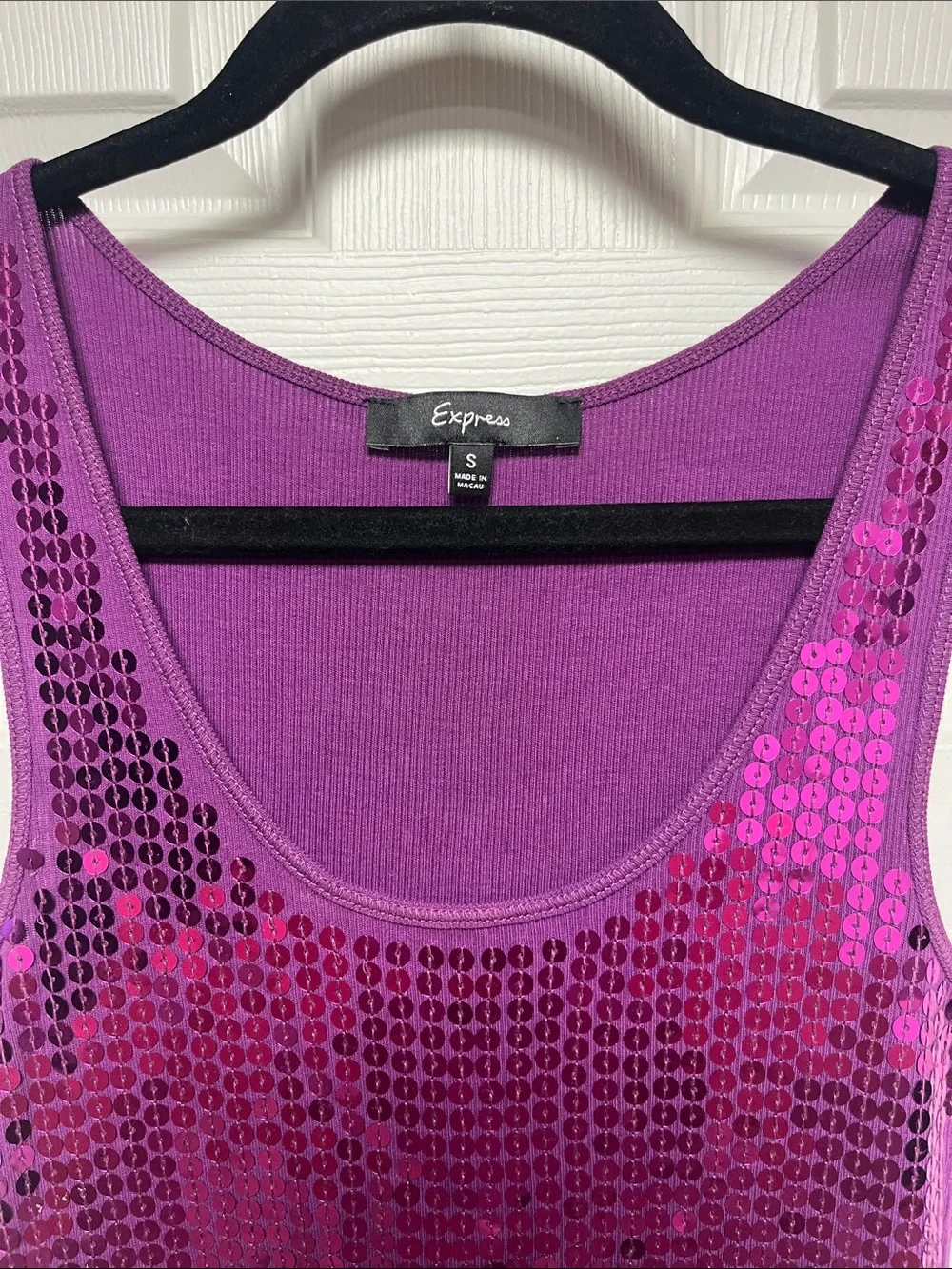 Express Fuchsia Sequin Tank Top
